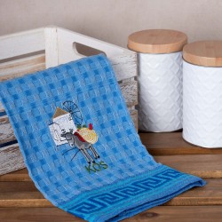 Σετ 12 τεμαχίων ποτηρόπανα γκοφρέ (50cm X 70cm) μπλέ γαίδαρος KOS