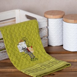 Σετ 12 τεμαχίων ποτηρόπανα γκοφρέ (50cm X 70cm) πράσινο γαίδαρος KOS