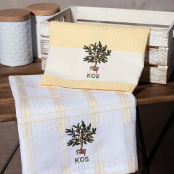 Σετ 2 τεμαχίων ποτηρόπανα (50cm X 70cm) γλάστρα κίτρινο KOS