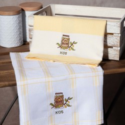 Σετ 2 τεμαχίων ποτηρόπανα (50cm X 70cm) βάζο κίτρινο KOS