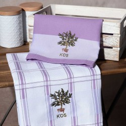 Σετ 2 τεμαχίων ποτηρόπανα (50cm X 70cm) γλάστρα λιλά KOS