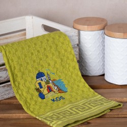Σετ 12 τεμαχίων ποτηρόπανα γκοφρέ (50cm X 70cm) πράσινο εκκλησία KOS