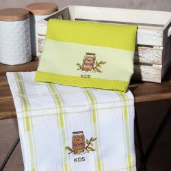 Σετ 2 τεμαχίων ποτηρόπανα (50cm X 70cm) βάζο πράσινο KOS