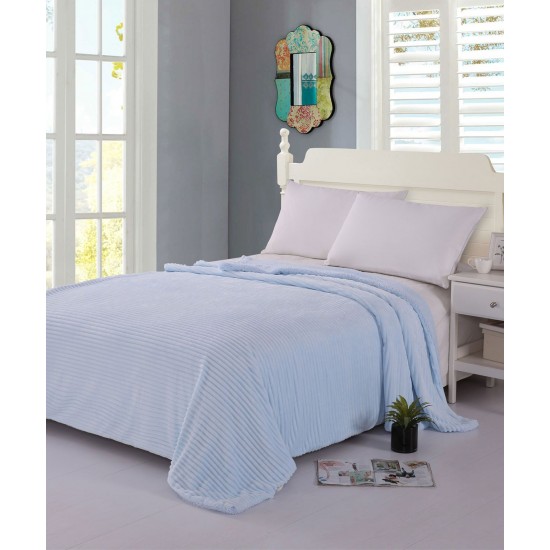 Silk Fashion Κουβέρτα Fleece Με Sherpa (220Cm X 240Cm) Κοτλέ Σιέλ