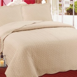 Silk Fashion Κουβερλι Σετ (220Cm X 240Cm + 2 X 50Cm X 70Cm) Φύλλο Light Brown