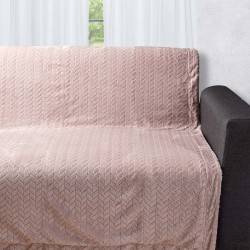 Διακοσμητικό Fleece ριχτάρι με Sherpa  (150cm X 200cm) λιλά