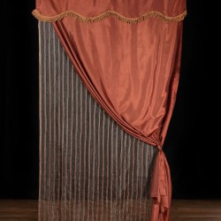 Κουρτίνα Maria (150cm X 280cm) με τούνελ καφέ