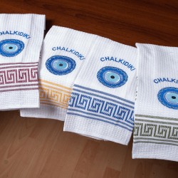Σετ 12 τεμαχίων ποτηρόπανα (45cm X 65cm) μάτι CHALKIDIKI