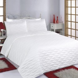 ΚΟΥΒΕΡΛΙ σετ (220cm X 240cm + 2 X 50cm X 70cm) RUBY  MICROSATIN Ivory