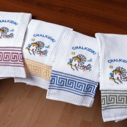 Σετ 12 τεμαχίων ποτηρόπανα (45cm X 65cm) ανεμόμυλος CHALKIDIKI