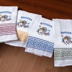 Σετ 12 τεμαχίων ποτηρόπανα (45cm X 65cm) ανεμόμυλος RHODES