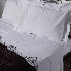 Silk Fashion Χειροποιητο Βενις Σεντονι Ng018 Τριων Τεμαχιων (225Cm X 270Cm) Λευκο