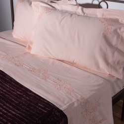 Silk Fashion Χειροποιητο Απλικε Σεντονι Nj01 Τεσσαρων Τεμαχιων (225Cm X 270Cm) Ροζ
