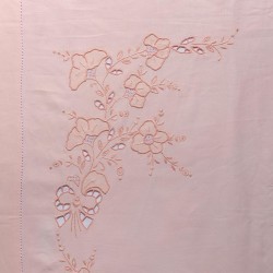 Silk Fashion Χειροποιητο Απλικε Σεντονι Nj01 Τεσσαρων Τεμαχιων (225Cm X 270Cm) Ροζ