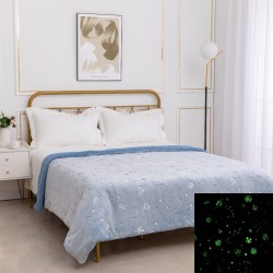 Silk Fashion Παιδική Φωσφοριζέ Κουβέρτα Με Sherpa Space (170Cm X 220Cm) Σιέλ