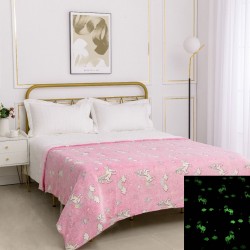 Silk Fashion Παιδική Φωσφοριζέ Κουβέρτα Unicorn (170Cm X 220Cm) Ρόζ