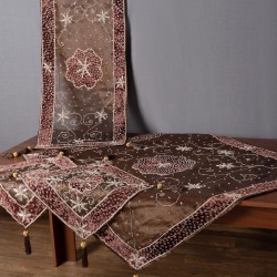Σετ 4 τεμαχίων (90cm X 90cm, 42cm X 105cm, 2x38cm X 38cm) Ουρανία Καφέ
