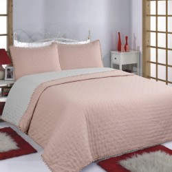ΚΟΥΒΕΡΛΙ σετ (220cm X 240cm +2x50cm X 70cm) PON-PON Pink/grey
