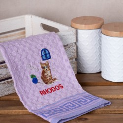Σετ 12 τεμαχίων ποτηρόπανα γκοφρέ (50cm X 70cm) λιλά γάτα RHODES
