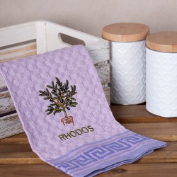 Σετ 12 τεμαχίων ποτηρόπανα γκοφρέ (50cm X 70cm) λιλά γλάστρα RHODES