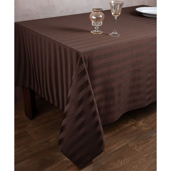 Silk Fashion Ριγέ Τραπεζομάντηλο Dimitra (150Cm X 270Cm) Καφέ