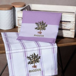 Σετ 2 τεμαχίων ποτηρόπανα (50cm X 70cm) γλάστρα λιλά RHODES
