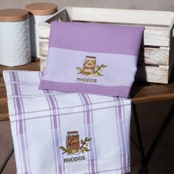 Σετ 2 τεμαχίων ποτηρόπανα (50cm X 70cm) βάζο λιλά RHODES