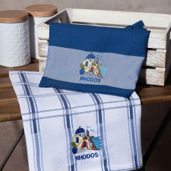 Σετ 2 τεμαχίων ποτηρόπανα (50cm X 70cm) μπλέ εκκλησία RHODES