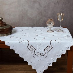 Silk Fashion Χειροποίητο Κοφτό Καρέ S119 (90Cm X 90Cm) Λευκό