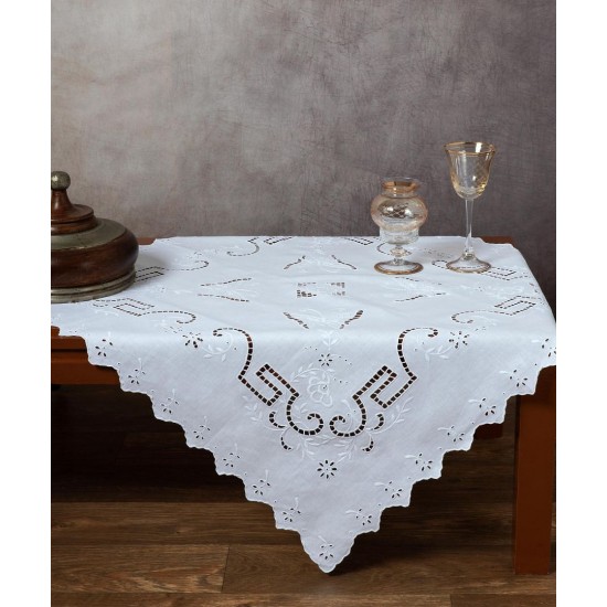 Silk Fashion Χειροποίητο Κοφτό Καρέ S119 (90Cm X 90Cm) Λευκό