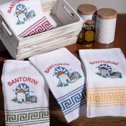 Σετ 12 τεμαχίων ποτηρόπανα (50cm X 70cm) ανεμόμυλος SANTORINI