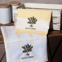 Σετ 2 τεμαχίων ποτηρόπανα (50cm X 70cm) γλάστρα κίτρινο SANTORINI