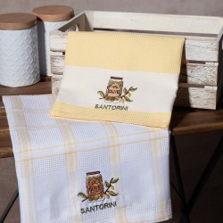 Σετ 2 τεμαχίων ποτηρόπανα (50cm X 70cm) βάζο κίτρινο SANTORINI