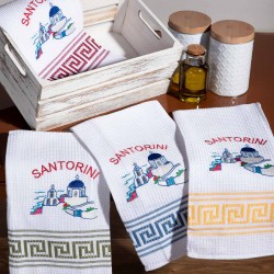 Σετ 12 τεμαχίων ποτηρόπανα (50cm X 70cm) εκκλησία SANTORINI