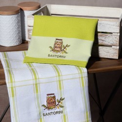 Σετ 2 τεμαχίων ποτηρόπανα (50cm X 70cm) βάζο πράσινο SANTORINI