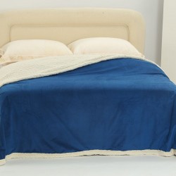 Silk Fashion Κουβέρτα Fleece Με Sherpa (220Cm X 240Cm) Shaved Royal Blue