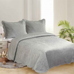 Silk Fashion Κουβερλι Supersoft Λαχουρι (220Cm X 240Cm + 2 X 50Cm X 70Cm ) Γκρί