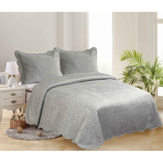 Silk Fashion Κουβερλι Supersoft Λαχουρι (220Cm X 240Cm + 2 X 50Cm X 70Cm ) Γκρί