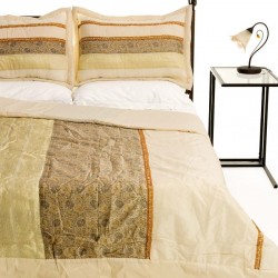 Silk Fashion Κουβερλι Σετ (220Cm X 240Cm + 2 X 50Cm X 70Cm) Taj Mahal Ivory