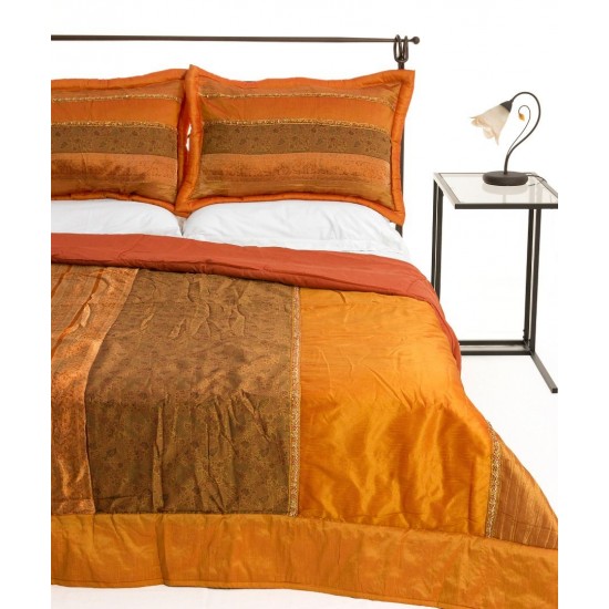 Silk Fashion Κουβερλι Σετ( 220Cm X 240Cm + 2 X 50Cm X 70Cm) Taj Mahal Πορτοκαλί