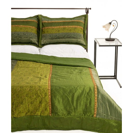 Silk Fashion Κουβερλι Σετ (220Cm X 240Cm + 2 X 50Cm X 70Cm) Taj Mahal Πράσινο