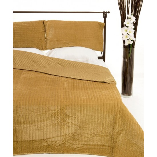 Silk Fashion Κουβερλι Σετ (220Cm X 240Cm + 2 X 50Cm X 70Cm) Velvet Χρυσό
