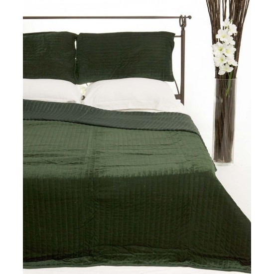 Silk Fashion Κουβερλι Σετ (220Cm X 240Cm + 2 X 50Cm X 70Cm Velvet Πράσινο
