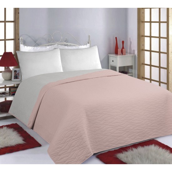 ΚΟΥΒΕΡΛΙ σετ (240cm X 260cm) WAVES Pink/grey