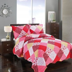 Silk Fashion Κουβερλι Σετ (220Cm X 240Cm + 2 X 50Cm X 70Cm) Κοκκινο Καρρω
