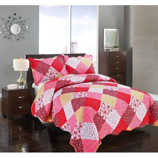 Silk Fashion Κουβερλι Σετ (220Cm X 240Cm + 2 X 50Cm X 70Cm) Κοκκινο Καρρω