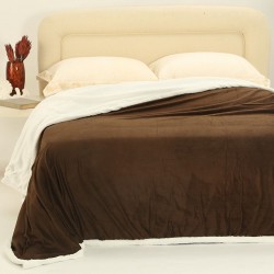 Silk Fashion Κουβέρτα Fleece Με Sherpa (170Cm X 220Cm) Ξυρισμένο Καφέ