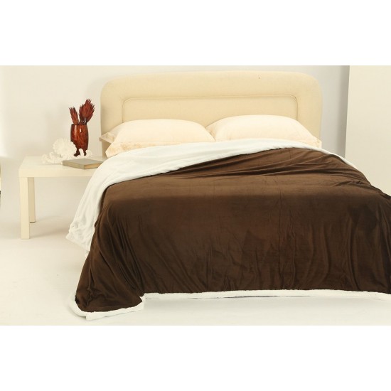 Silk Fashion Κουβέρτα Fleece Με Sherpa (170Cm X 220Cm) Ξυρισμένο Καφέ